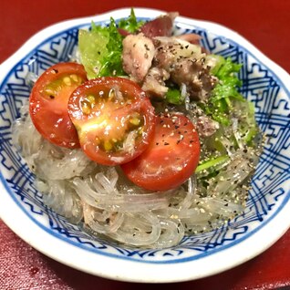 サバ缶で旨味UP！簡単春雨サラダ♫